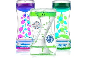 RICHTIM Sensory Toy for Relaxation, Motion Bubbler Timer with Floating Color Lava Lamp, 3-Pack Incredibly Effective Calming Stress Relief Hourglass Toy for Kids & Adults, Autism & ADHD