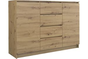 ‎CDF CDF Kommode Artisan 2 Türen 4 Schubladen Komode & Sideboards Schmal Schubladenkommode Sideboard 97 cm Hoch Wohnzimmer Komodenschrank 40x70x97 für Schlafzimmer Arbeitszimmer Flur Schubladenschrank