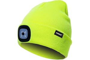 Oumeiou New Warm Bright LED Lighted Beanie Cap Unisex Rechargeable Headlamp Hat Multi-Color