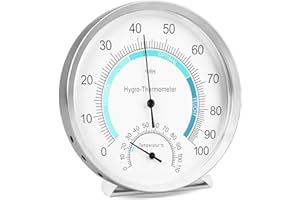 MPLEHDA Termómetro para interior analógico, termómetro 2 en 1, higrómetro analógico, higrómetro térmico de acero inoxidable cepillado, resistencia a altas temperaturas