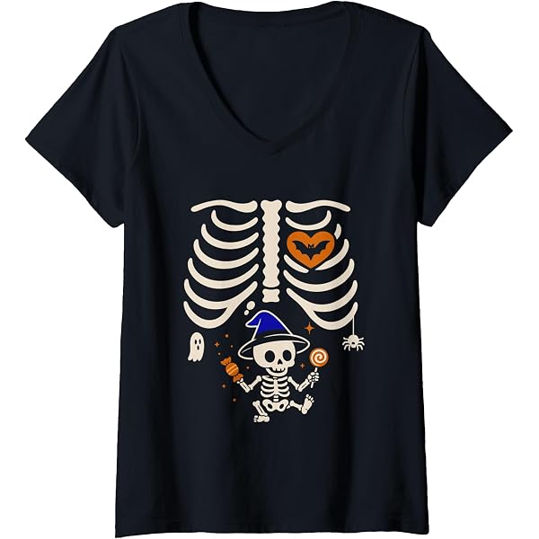 T-Shirt Annonce Grossesse Pour Halloween - Col En V, Décontracté - Costume Drôle Pour Future Maman - 2
