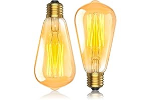 BrightArk Ampoule E27 Vintage Decoration Blanc Chaud 2700K Ampoules E27 Edison Vintage, Lampe Décorative Réglable ST64, Ampoule Vintage en Verre Ambré, 540LM, 220-240V, 2 Pièces