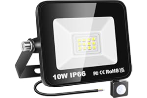 YOJZMA 10W Sensore di movimento Luce esterna, 1000LM LED Flood Luci esterne 6000K Bianco luce diurna IP66 Luci di sicurezza impermeabili per giardino, garage, cortile, campo sportivo, patio