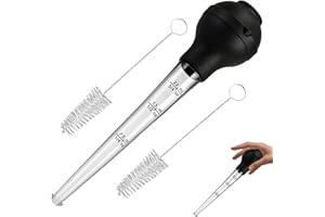 GYTFOG Turkey Baster, 3-Piece Baster for Cooking with Cleaning Brushes, Long Pipette for Marinating Meats, Turkey Beef Pork Kitchen Tool for BBQ, Festival Cooking, Barbecue preparations