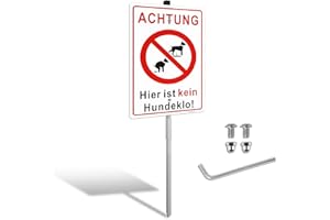 ‎GOODVIA Goodvia Hundekot Verboten Schild mit Pfahl Aluminium Hier Bitte Nicht Hundekot Verboten Aluminium 20x30cm (Format A4) von Goodvia