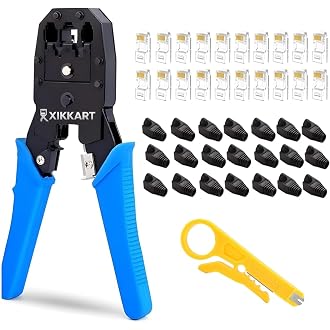 XIKKART 3-in-1 RJ45 Crimping Tool Kit – Wire Stripper, ...