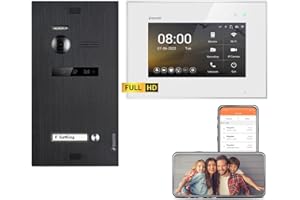 NONIC Balter EVO HD Schwarz/Weiß WiFi Video Türsprechanlage Set für 1 Familienhaus (1x Türstation mit Full HD-Kamera, 1x Touchscreen 7 Zoll Monitor, Smartphone APP, 2-Draht, 175° Weitwinkel)