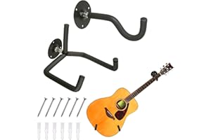 Yumzeco TTCR-II Support mural de guitare horizontal, Crochets Pied guitare Classique Acoustique Murale Support, Support Guitaren en Métal porte guitaren mural accroche pour Banjo Mandoline