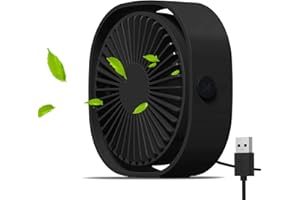 Simpeak USB Ventilator, Mini USB Tischventilator, Klein Ventilator Leise, 3 Speed 360 Grad Drehung, Desk Fan Lüfter für Büro Camping Picknick Ausflüge - Schwarz