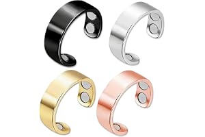 WiDream Set med 4 Magnetiska A-ringar för Dam och Herr, Ring med Magnet för Att Lindra Spänning, Magnetisk Ring, Justerbar Magnetisk Ring, Hypoallergen Magnetisk Ring