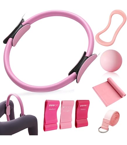REFYN - Kit Pilates Maison, Poids Chevilles, Anneau Pilates Bandes être Périné Abdos Accessoire Musculation Yoga Fitness Sport Méditation Santé