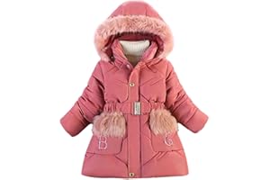 Tilozs Kinder Winterjacke Mädchen Wintermantel mit Warme Samtfutter und Abnehmbar Fellkapuze Winter Parka Steppjacke Outdoorjacke