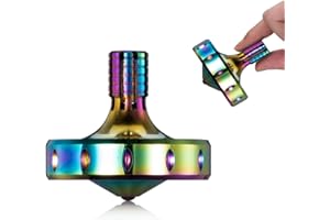 LOQATIDIS Trottola in Metallo di Precisione, Perfettamente Bilanciata, Rotazione Liscio, Tempo di Rotazione Lungo, Facilmente Oltre 10 Minuti, Giocattolo EDC Portatile (L/Iridescente)