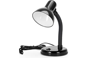 ‎AIGOSTAR Aigostar Vintage Schreibtischlampe, Retro Tischlampe mit Stecker, ohne Glühbirne, kompatibel mit LED-Glühbirnen Modell E27, verstellbare Lampensäule, Schwarz