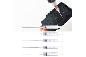 TEFOLA Jeringa de Llenado de Tinta de 5 Uds, Tinta Jeringa Con Aguja, Jeringa Punta Roma, Herramienta de Dibujo de Inyector de Plástico de 10mL Con Escala, Aguja de Punta Roma para Cartucho de Impresora