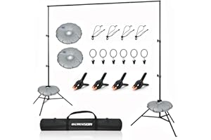 BENOISON Foto Hintergrund Ständer - 2x3m Fotostudio Hintergrund Verstellbarer Hintergrundsystem Fotografie Kit mit 8 Hintergrundklemmen & 2 Wassersack