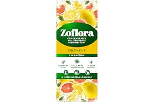 Zoflora Lemon Zing Concentrated Multipurpose Disinfectant Spray, Antibacterial & Multi-Surface, Pet Safe Disinfectant, Kills 99.9% Of Bacteria & Viruses, 1 X 500 ml