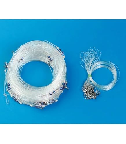 FLASHMER. Palangre de 30 Émerillons Perles Roses en 140 centièmes 30 Hameçons Inox 3/0 Montés FLASHMER. Palangre de 30 Émerillons Perles Roses en 140 centièmes 30 Hameçons Inox 3/0 Montés