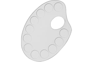 KREUL 4190 - Palette de mélange en métal, env. 18,5 x 12,5 cm, alu laqué blanc, ovale avec 12 creux et trou de préhension, pour l'acrylique, l'aquarelle et autres peintures à l'eau