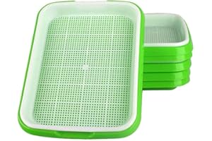 Fuuner 6 Pack Seed Sprouter Tray, Small Hole Sprouting Germination Seedling Tray Germ Trays Propagator for Garden Growing Microgreens Mung Beans Wheat Grass Hydroponics Mung Beans Alfalfa Wheat Grass