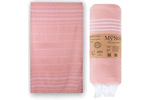 ‎MYSTILO MyStilo® XXL Saunahandtuch Hamamtuch - Großes, Weiches Badetuch 100x200cm, Schnelltrocknend - Premium Strandtuch, Beach Towel, Handtuch für Männer, Frauen, Yoga und Fitness (Lachse)