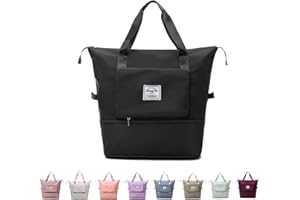 HIAME Bolsa de Viaje Plegable de Gran Capacidad, Bolsa Deportivas de Gimnasio, Bolsas de Equipaje de Transporte, Bolso de Hombro con la Manga de la Carretilla y Bolsillo Mojado