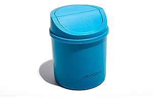 Muitomas, Cestino da Scrivania Mini, con Sportello Apribile e Coperchio Removibile, Compatto per Scrivania e Ufficio, 130x130x170 mm, Colore Blu Ottanio
