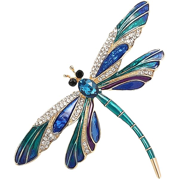 Cute Dragonfly Lapel Brooch Pin - Cubic Zirconia Rhinestone Pin For Sweaters, Scarves & Dresses - View #2