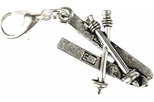 Miniblings Skier Ski Winter Charm Skiset Schi fahren - Handmade Modeschmuck I Kettenanhänger versilbert - Bettelanhänger Bettelarmband - Anhänger für Armband