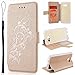 Produktbild SMART LEGEND Lederhülle für Samsung Galaxy A5 2017 Ledertasche Hülle Gold Drucken Weinstock Muster Schutzhülle Premium PU Leder mit Handschlaufe Flip Case Protective Cover Innere Weiche Silikon Bookcase Handy Tasche Schale mit Kartenfächer Magnetverschluß Standfunktion Etui