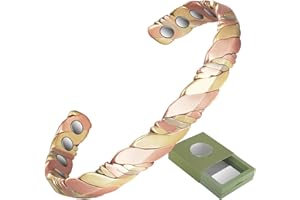 YINOX Bracelet en cuivre magnétique super puissant pour hommes et femmes, bracelet classique indien en cuivre, avec 8 aimants NdFeB et boîte cadeau de haute qualité (6,5 pouces)