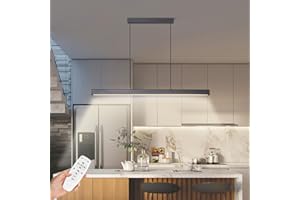 SENFAY Lampara Colgante LED Regulable, 150cm Moderna Lampara Comedor Diseño Lineal con Mando a Distancia, 52W Altura Ajustable Lampara Colgante Negro para Comedor Cocina Oficina