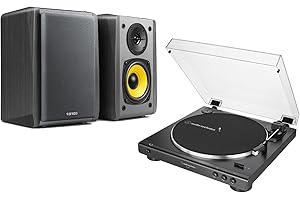 YUTUKI Audio-Technica AT-LP60 Turntable and R1010BT Active Bluetooth Speaker Package Exclusive Set by Digitalis Audio