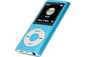 ASHATA Lecteur MP3 64G, Lecteur de Musique MP3 à écran de 1,8 Pouces pour Les études Sportives, Prise en Charge MP3 WMA FLAC Ape AAC OGG et ACELP, écouteurs Inclus (Bleu)