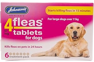 JOHNSONS 4FLEAS DOG LARGE TABLETS 57MGX6 Johnsons Veterinary Products 4Fleas Dog Flea Tablets for Large Dogs, 6 Tablets