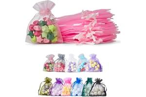 Soul Projekt [50 unidades] Bolsas de regalo de organza, para regalos, joyas, cumpleaños, bolsas de fiesta. Bolsas de organza para todas las ocasiones. Rosa Claro Organza Bags Light Pink 7x9 x50