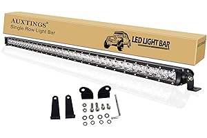 AUXTINGS 44 inch 210W Spot Single Row 16800LM Off Road LED Fog Driving Roof Bumper Light Bars 2 Style Mounting Brackets for Off road ATV UTV Trucks Boat,12V 24V Waterproof
