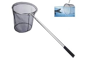 Fishing Net Fish Landing Net, Xndryan 180CM Telescopic Landing Nets for Fishing Carp Trout, Foldable Extensible for Fish Bird Catch Release, Stainless Steel Long Handle Fishing Nets for Ponds