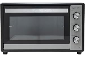 BEHOME Elektrischer Ofen mit Umluft für den Außenbereich, 70 Liter, großer Ofen für den Außenbereich mit Drehspieß, Temperatur 230 °, Timer 60 Zoll, Grillrost, Backblech, Backblech und Zubehör für