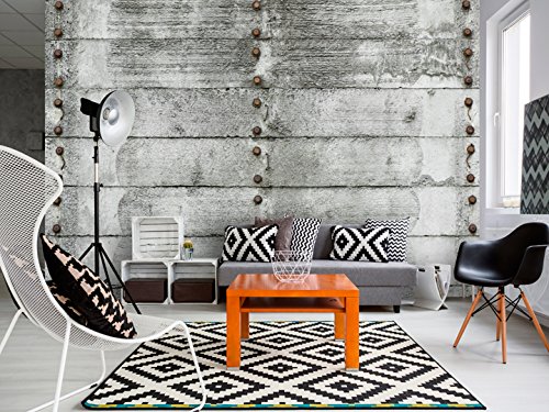 FOTOTAPETE 350×245 cm – VLIES TAPETE PREMIUM – PROFI QUALITÄT – Top moderne Wanddeko – Riesen Wandbild – Top Design Tapete – Neue exklusive Edition mit noch besser Druckauflösung – Deutsches Premium Vlies – Holz grau f-B-0067-a-a - 4