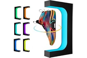 UVEHAS Levitating Shoe Display Stand, Floating Sneaker Stand with Remote 16 Colors LED Light Rotating Magnetic Levitation Shoe Rack for Home Decor Store Advertising Exhibition Shoes Collectors