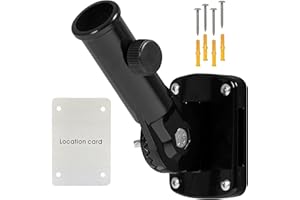 NQ Flag Pole Holder for 2.5cm (1 Inch) Diameter Flagpoles, Aluminum Flag Pole Bracket for Outside House, Multi-Position Adjustable Flag Pole Mounting Bracket (Black)