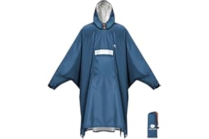 ANYOO Poncho de lluvia impermeable con mangas y bolsillo, ligero y reutilizable, chaqueta impermeable con capucha para actividades al aire libre, Talla única