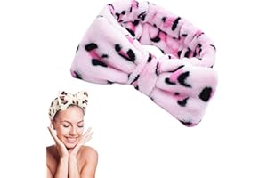 Traziewell Head Towel Bowknot Spa Headband Fluffy Elastic Coral Fleece Hair Bands for Women Girls Washing Face Skincare Sports Yoga Makeup Shower Fit All Head Sizes HB000209