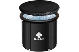 BLUBLU PARK Eisbad Tonne für Athleten,75x75cm tragbares Ice Bath Tub für Sportler mit Deckel, Aufblasbare Faltbare Tauchwanne im Freien für Kaltwassertherapie-Training Erholungs-Eisfass-Tauchbecken für Erwachsene