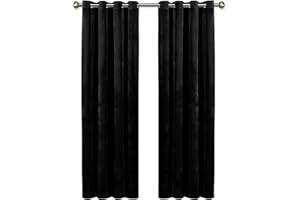 IR IMPERIAL ROOMS Imperial Rooms Crushed Velvet Curtains for Living Room 66x72 Inch Dope Eyelet Blackout Curtains Super Soft Ring Top Thermal Insulated Black Curtain 2 Panel with Matching Tiebacks