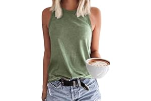 VEUNCOS Damen Tank Top Ärmellos Sommer Top Rundhals Basic Loose Fit Oberteile Tunika Shirt