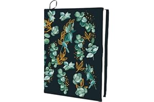 CRASPIRE Leaf Stretchable Book Cover Plant Blackish Green Washable Reusable Large Nylon Book Sleeve Book Protector Elastic Notebook Wraps for Hardcover Books Textbook Gift