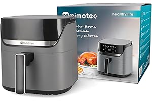 M mimotec – Air Fryer Biota Touch 5,7L Freidora de Aire sin Aceite, 1700W, 8 Menús Digitales, Pantalla Táctil, Temporizador 60min regulable, 80-200°C, Reducción de Grasa para Cocina Saludable