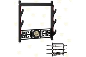 Z-fiber Support Mural épée Porte-épée présentoir rembourré Katana Wakizashi Genji et samouraï épées Motif Dragon,3 Tier